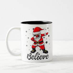 Geloof kerstdabbing Santa Claus Kinder B Tweekleurige Koffiemok