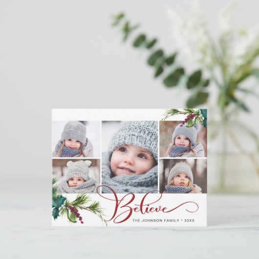 Geloof kerstfeestdag 5 FOTO Collage Greeting Holid Briefkaart (Staand voorkant)