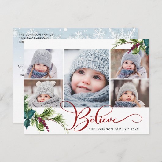 Geloof kerstfeestdag 5 FOTO Collage Greeting Holid Briefkaart (Voorkant / Achterkant)