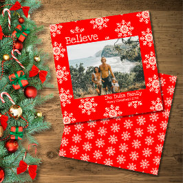 Geloof kerstfoto's in Red Snowflakes