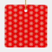 Geloof kerstfoto's in Red Snowflakes Keramisch Ornament (Achterkant)