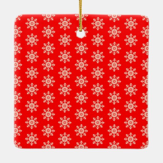 Geloof kerstfoto's in Red Snowflakes Keramisch Ornament (Achterkant)