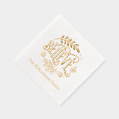 "Geloof" Kerstgroet met familienaam Folie Servetten (Rechts)