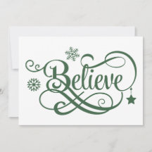 Geloof Kerstkaart Groen Sneeuwvlokken Sterren