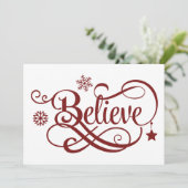 Geloof kerstKaart Red Snowflakes Stars (Staand voorkant)