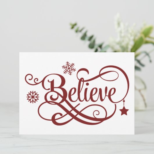 Geloof kerstKaart Red Snowflakes Stars (Staand voorkant)