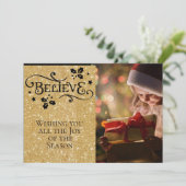 GELOOF /Kerstmis/2-bits/Gold-zwart, op maat gemaak Feestdagenkaart (Staand voorkant)