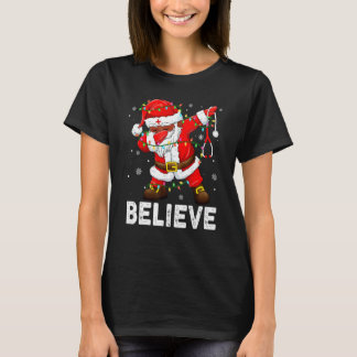 Geloof Kerstmis Dabbing Kerstman Kinderen Jongens T-shirt