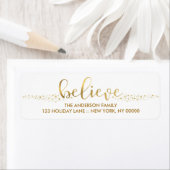 Geloof Kerstmis Faux Gouden Folie Hand Script Labe Etiket (Insitu)