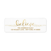 Geloof Kerstmis Faux Gouden Folie Hand Script Labe Etiket (Voorkant)