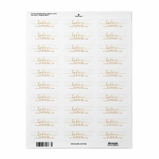 Geloof Kerstmis Faux Gouden Folie Hand Script Labe Etiket (Full Sheet)