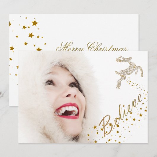 Geloof Kerstmis fotokaart Feestdagenkaart (Voorkant / Achterkant)