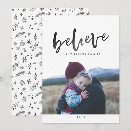 Geloof Kerstmis fotokaarten Feestdagenkaart (Voorkant / Achterkant)
