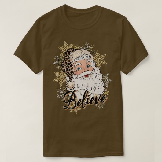 Geloof kerstmis in het Pet van Santa and Snow Leop T-shirt (Design voorkant)