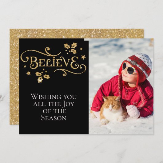 GELOOF /Kerstmis/met 2 bits Kaart/goud en zwart Feestdagenkaart (Voorkant / Achterkant)