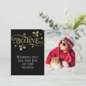 GELOOF /Kerstmis/met 2 bits Kaart/goud en zwart Feestdagenkaart (Staand voorkant)