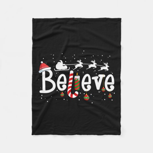 Geloof Kerstmis Sinterklaas Rendier Candy Cane Fleece Deken (Voorkant)