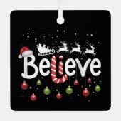 Geloof Kerstmis Sinterklaas Rendier Candy Cane Metalen Ornament (Voorkant)