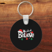 Geloof Kerstmis Sinterklaas Rendier Candy Cane Sleutelhanger (Voorkant)