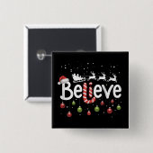 Geloof Kerstmis Sinterklaas Rendier Candy Cane Vierkante Button 5,1 Cm (Voorkant /achterkant)