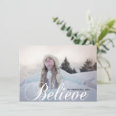 GELOOF Kerstmis Sneeuwvlokken Glitter | FOTO Feestdagenkaart (Staand voorkant)