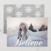 GELOOF Kerstmis Sneeuwvlokken Glitter | FOTO Feestdagenkaart (Voorkant / Achterkant)