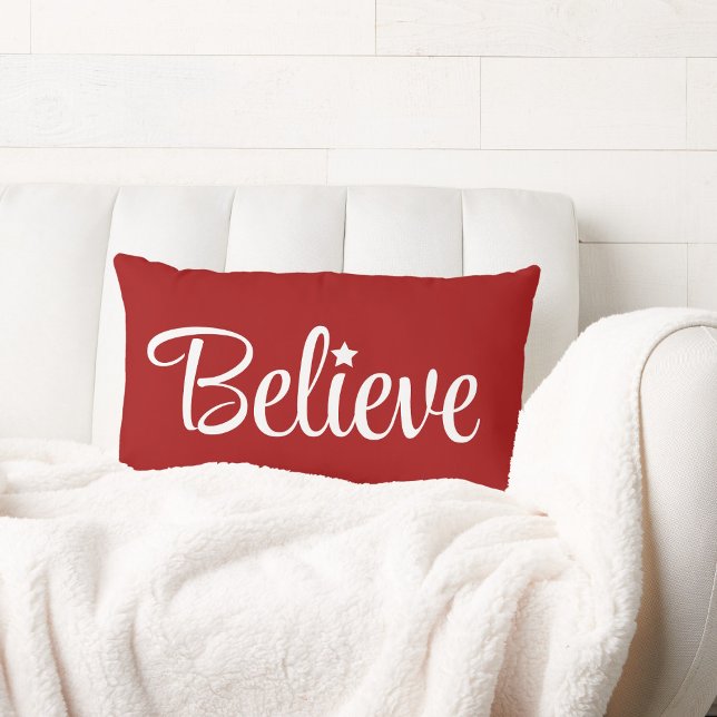 Geloof Kerstmis Vakantie Rood Wit Santa Kussen (Creator heeft geüpload)