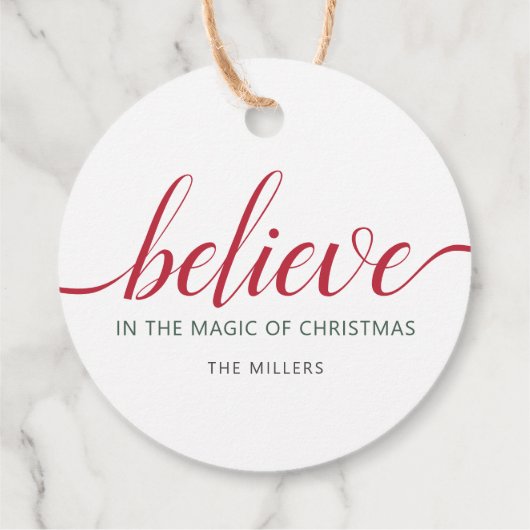 Geloof kerstscript White Bedankjes Labels (Achterkant)