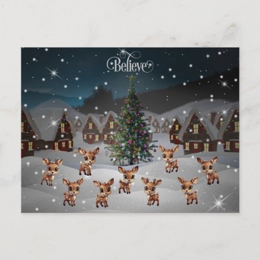 Geloof Kerstsneeuw Winter Wonderland Scene🦌🎄 Briefkaart (Voorkant)