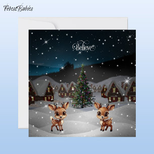 Geloof Kerstsneeuw Winter Wonderland Scene🦌🎄 Feestdagenkaart