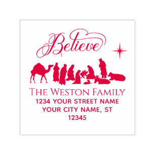 Geloof: Kerststal #1B Naam Adres Zelfinktende Stempel
