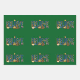 Geloof kerststal inpakpapier vel