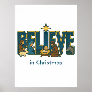 Geloof Kerststal Poster