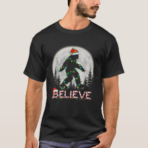 Geloof Kerststok Sasquatch Kerstman Bigfoot Lichtj T-shirt