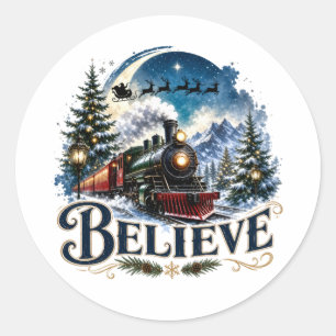 Geloof Kersttrein Ronde Sticker