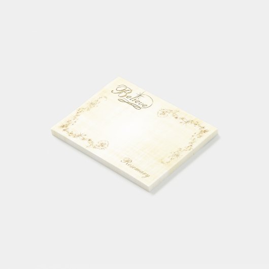 "Geloof" kersttypografie/goudsterren Post-it® Notes (Schuin)