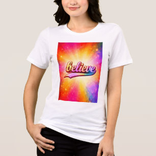Geloof Kleurrijke Typografie Inspirerend Tri-Blend Shirt