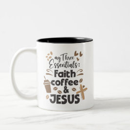 Geloof Koffie en Jezus Essentials Religieus Tweekleurige Koffiemok