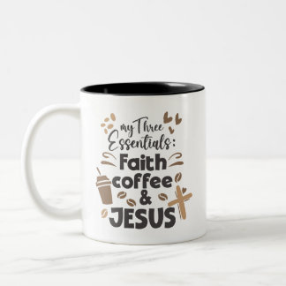 Geloof Koffie en Jezus Essentials Religieus Tweekleurige Koffiemok