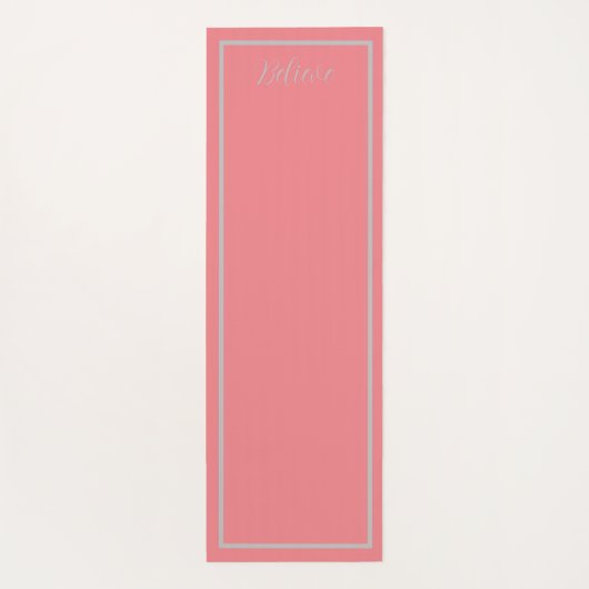 'Geloof' - Koraalroze en grijze rand Yogamat (Achterkant)