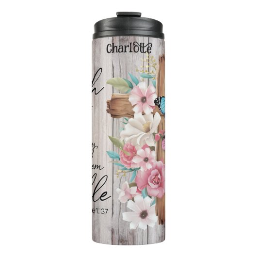 Geloof: Kruis, Bloemen, Mogelijkheid, Lucas Thermosbeker (Voorkant)