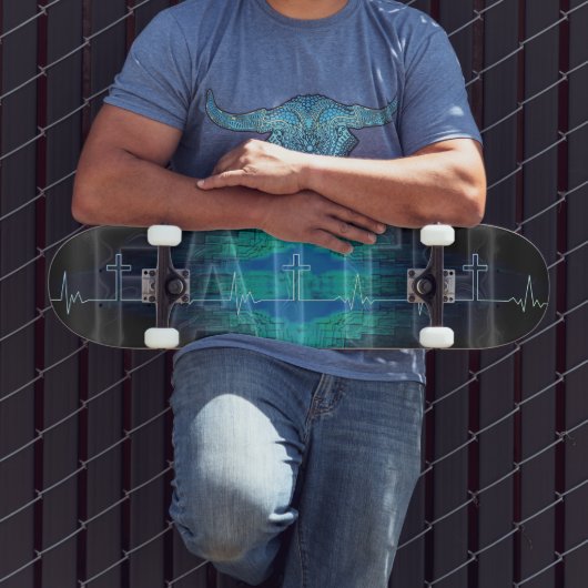 Geloof Kruis Hartslag Persoonlijk Skateboard (Buiten 3)