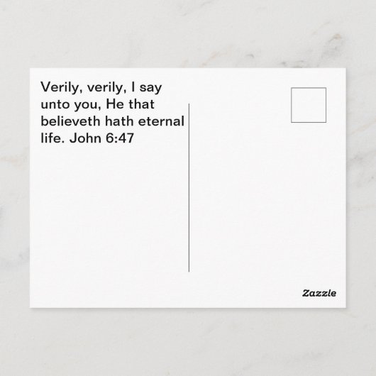 Geloof, leef in Jezus, Christelijk Briefkaart (Achterkant)