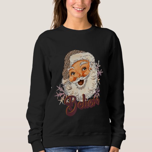 Geloof Leopard Santa Retro Santa Trui (Voorkant)