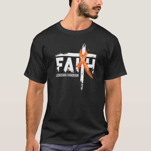Geloof Leukemie Bewustzijn Oranje Lint Christelijk T-shirt (Voorkant)