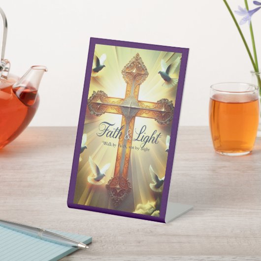 Geloof & Licht Inspirerend Christelijk Teken Reclamebord Met Voetstuk (Insitu)