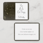 Geloof licht schijnt in duisternis voetafdrukken notitiekaartje (Voorkant / Achterkant)