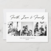 Geloof, liefde en familie Kerstmis. Moderne multif Feestdagenkaart (Voorkant)