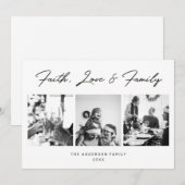 Geloof, liefde en familie Kerstmis. Moderne multif Feestdagenkaart (Voorkant / Achterkant)