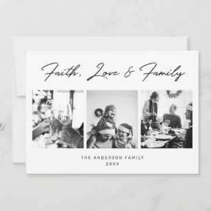 Geloof, liefde en familie Kerstmis. Moderne multif Feestdagenkaart